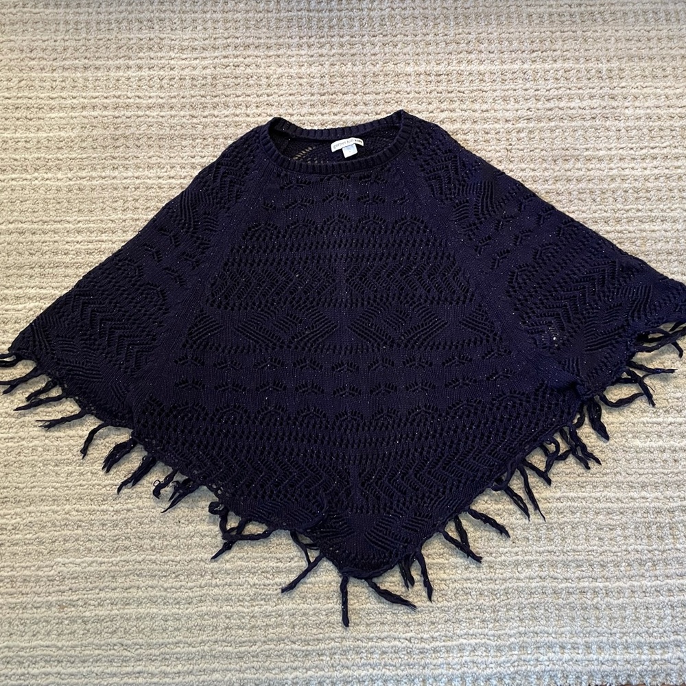 Garnet Hill Girls’ Fringe-Detail Poncho Sweater